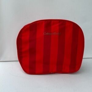 Crabtree & Evelyn Makeup Cosmetics Bag Red Striped Zipper NWOT